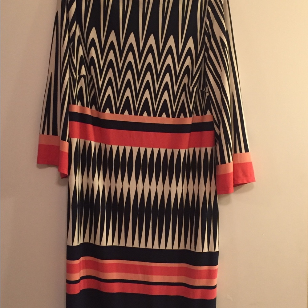 Navy Patterned Day to Night Business Casual Dress